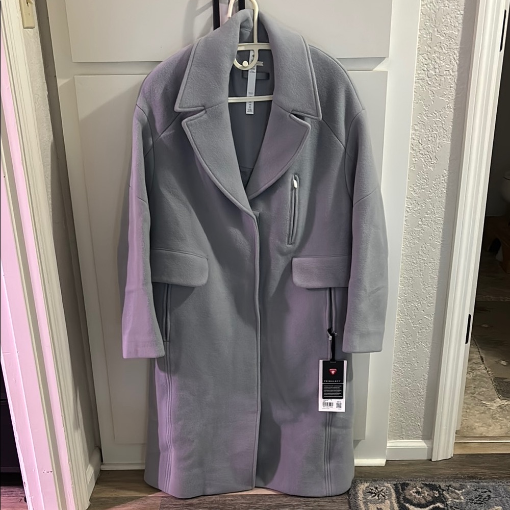 NWT Lululemon wool long coat w/ quilted back gray sz 4